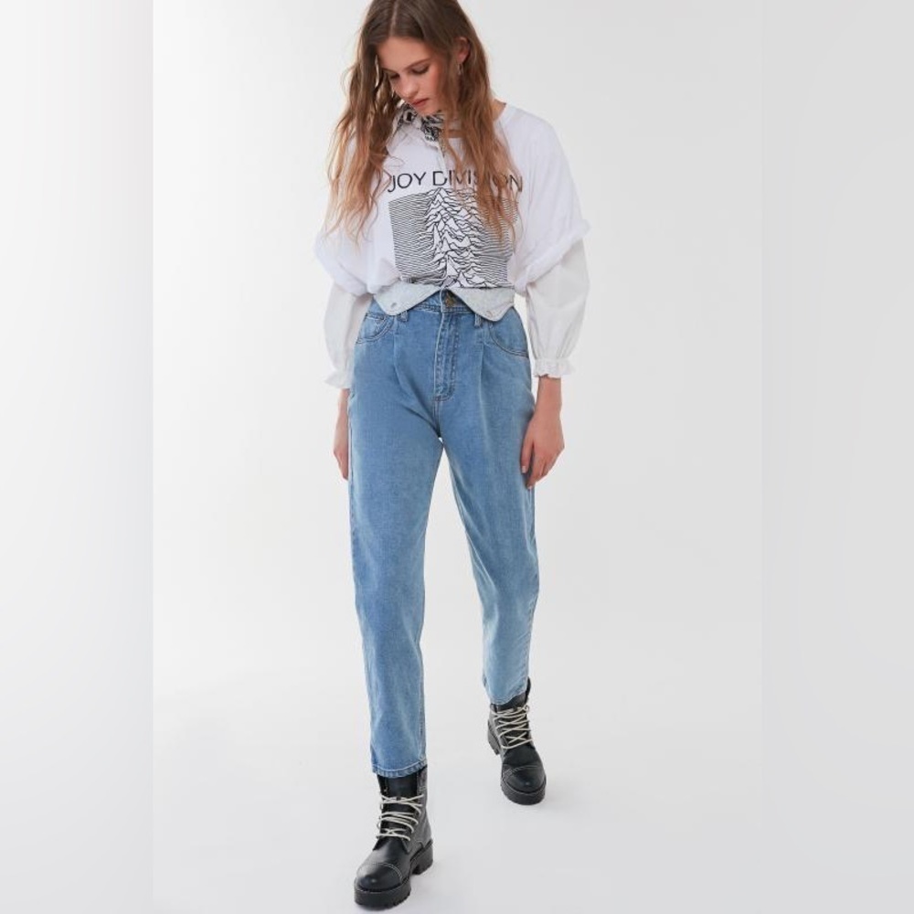 Urban Outfitters BDG High Waisted Fold Over Mom Jeans Relaxed Fit Cotton 28